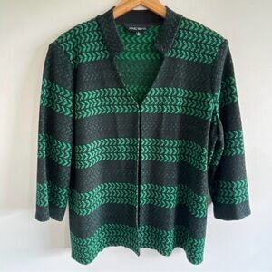 Ming Wang XL Green black blazer jacket knit top Extra Large